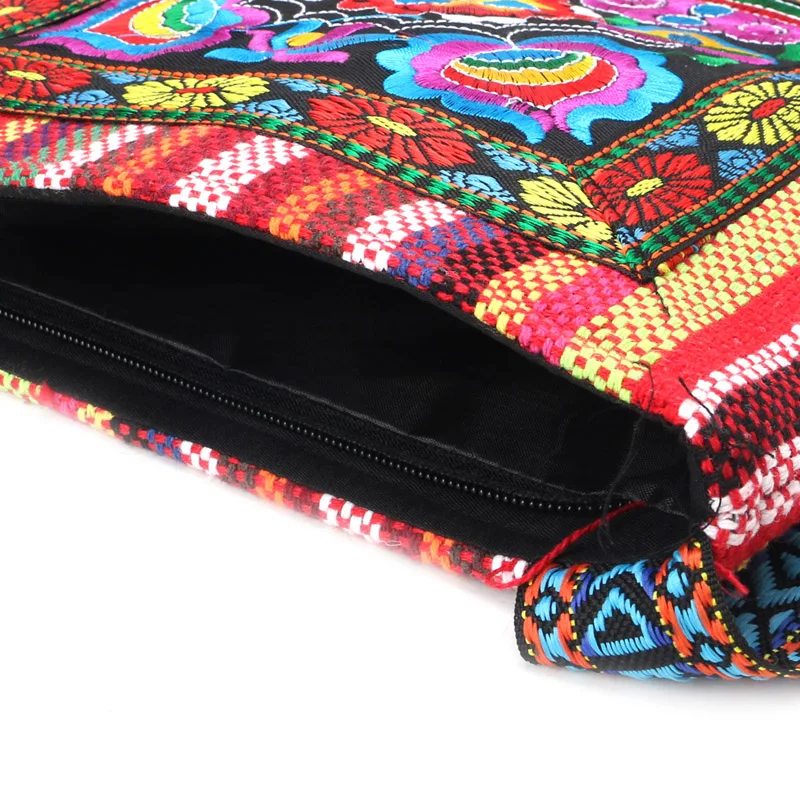 Bolsa chinesa hmong tailandesa com borlas, bolsa estilo boho hippie bordada