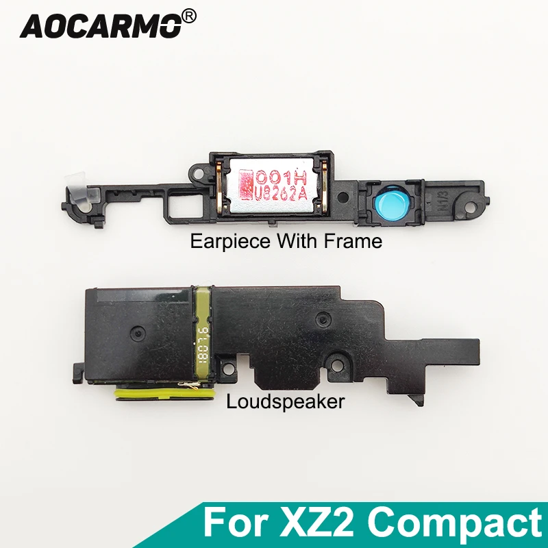 Aocarmo For Sony Xperia XZ2 Compact Mini XZ2C Top Earpiece Ear Speaker With Holder Frame Bottom Loudspeaker Buzzer Ringer