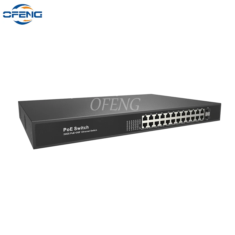 26 port Full Gigabit POE System Smart Ethernet Switch 24*POE + 2*SFP port 802.3af/at total 400W，For IP Camera/Wireless AP/CCTV