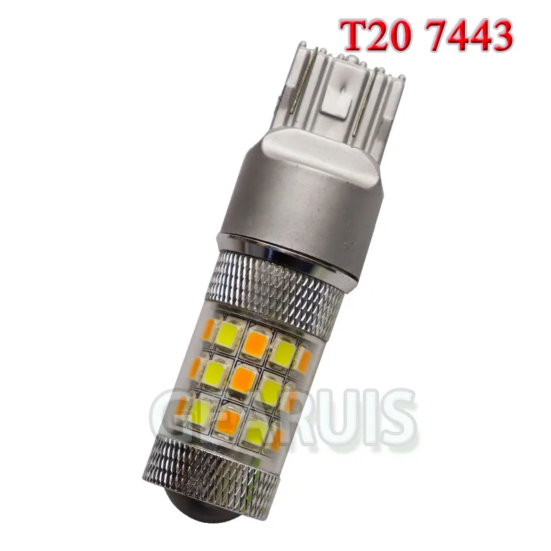 10X Switchback LED T20 7443 7444 W21/5W 1157 bay15d 3157 42 SMD 2835 LED Dual Color White Amber Car DRL Turn Signal Light 12V