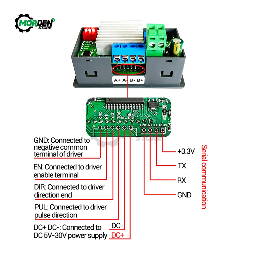 SMC 02 Drive Integrated 42 57 Stepper Motor Controller Forward And Reverse Drive Angle Pulse Speed PIC Serial Communication