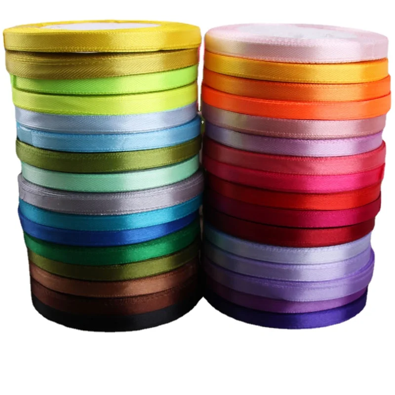 6mm Seidensatinbänder Länge 25 Yards/Rolle Weihnachtsfeier Hochzeitsdekoration Bänder DIY Mädchen Haarschleifen Accessoires – Detail 1
