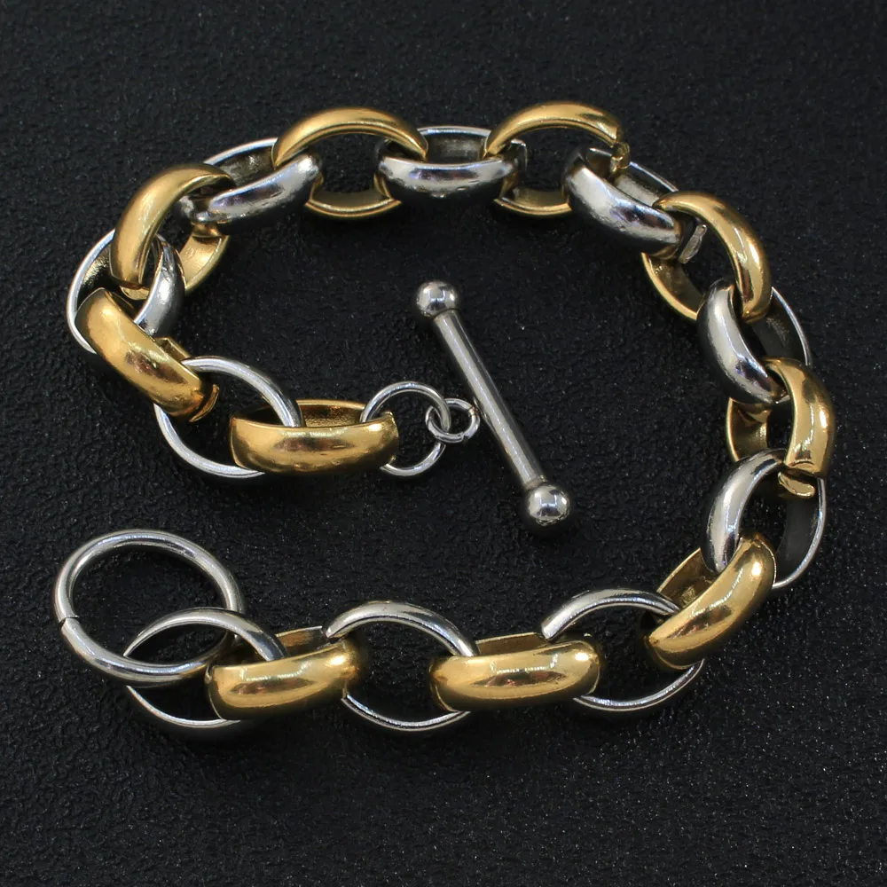 Gold & Silver Color Chain Bracelet Stainless Steel Jewelry Fashion For Woman Man High Quality Gift BYXZDVAG