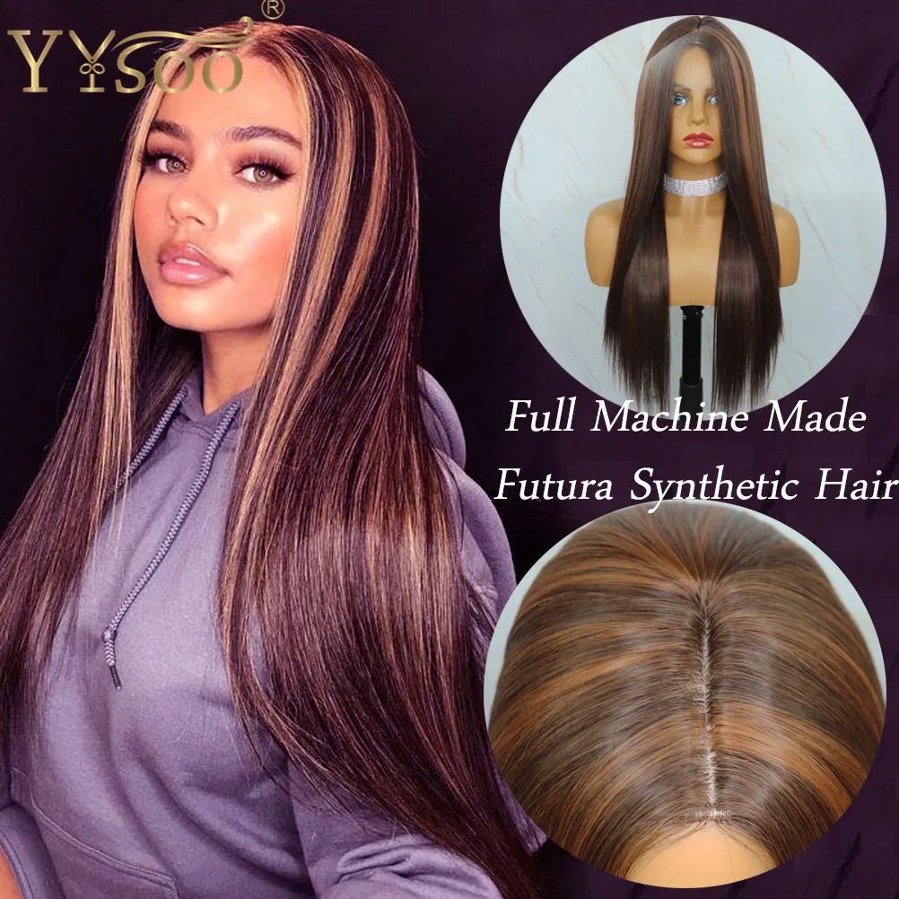 

YYsoo #4 основные моменты #30 цветов Длинные шелковистые прямые японские синтетические волосы Futura парики для женщин Ombre Без шнурка парик