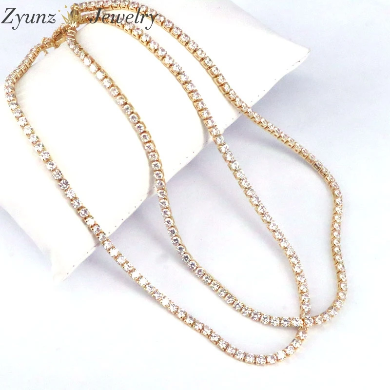 5PCS, 5mm 1 row chain tennis necklace fashion jewelry iced out unisex with high quality crystal gold color chocker chain