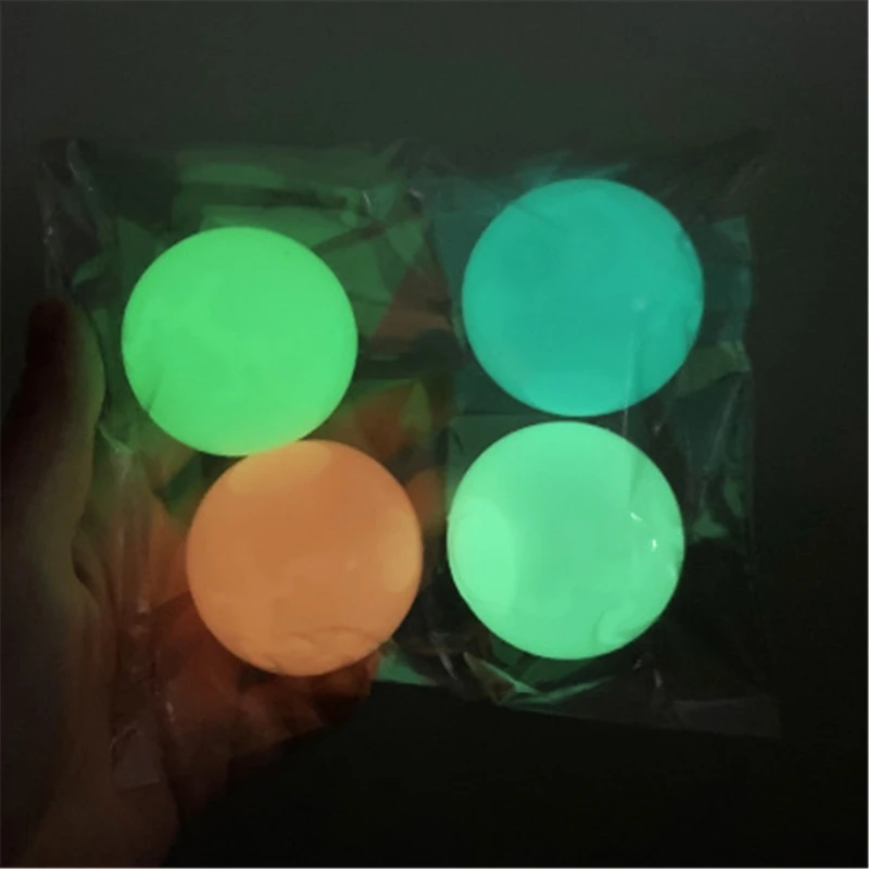 4pc vara bola de parede fluorescente squash natal pegajoso alvo bola descompressão jogar brinquedo fidget crianças presente novidade alívio do estresse