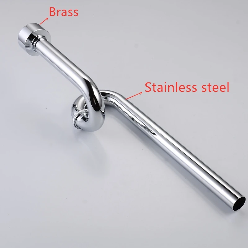 1PC Silver Basin Sink Drain Pipe Deodorant Stainless Steel S-Bend Drain Copper Urinal Drain Pipe