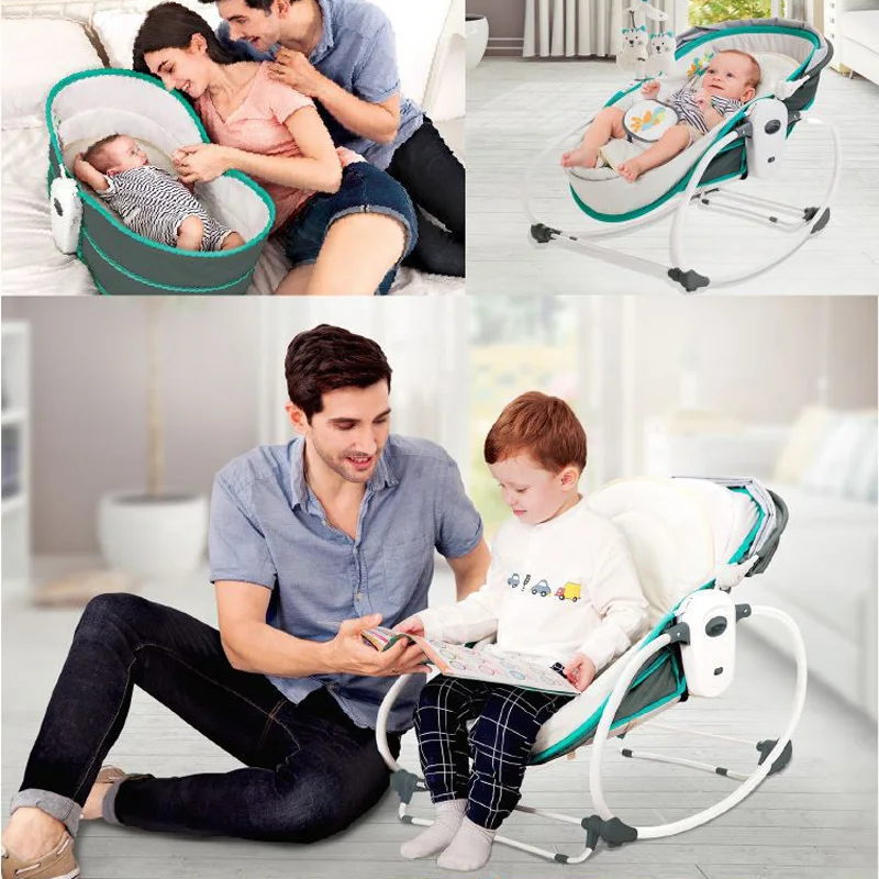 New 5 In 1 Baby Rocking Chair Baby Carrier Crib Bed with Mosquito Net Baby Bed with A Baby Artifact Baby Sleeping Basket