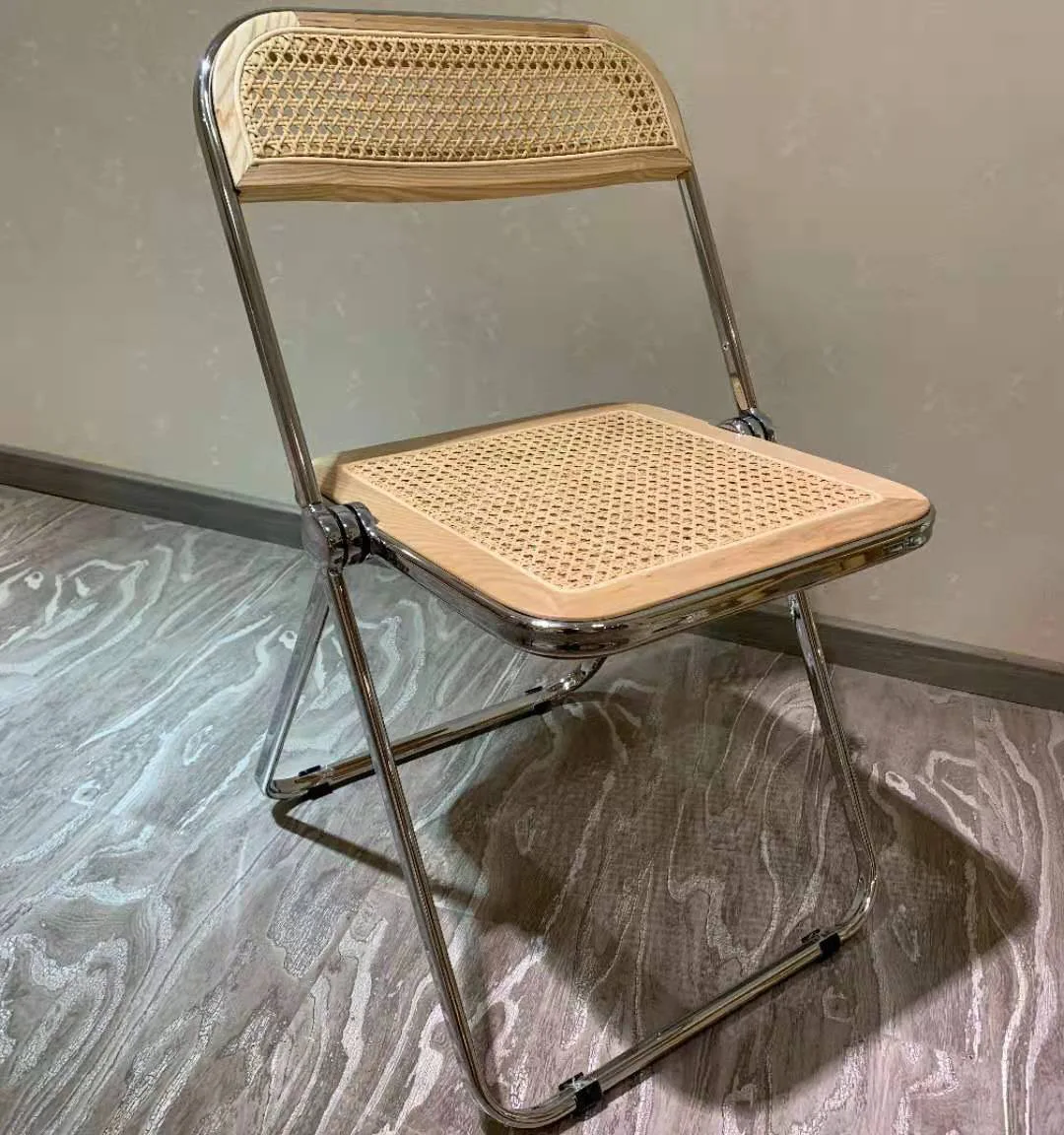 JOYLOVE Rattan składane krzesło ze stali nierdzewnej importowane Rattan makaron średniowieczny włoski projekt sklep odzieżowy zdjęcie B & B Ins