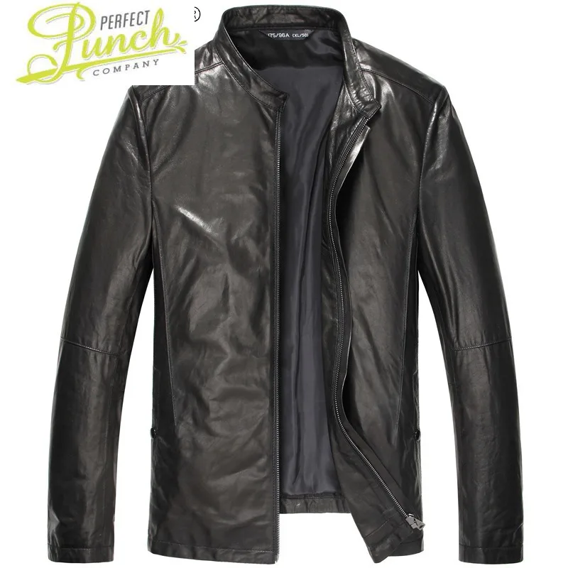 Leather Men Jacket Slim Real Sheepskin Coat Black Motorcycle Mens Coats and Jackets Autumn Men's Clothing Jaquetas WPY