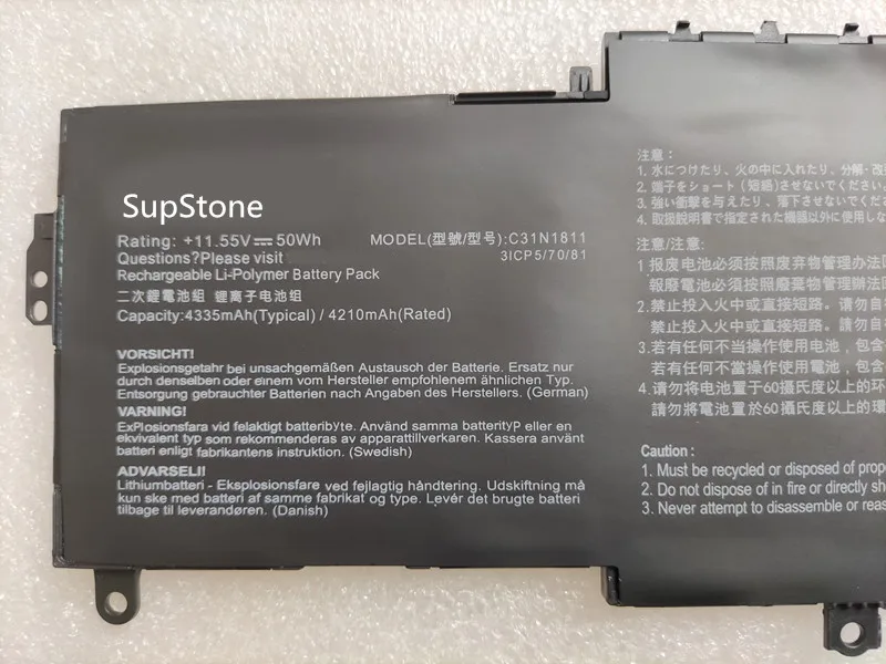 Imagem -03 - Supstone-bateria do Portátil para Asus Zenbook C31n1811 Ux433fa Ux433fn Ux433fx U4300f U4300fa Rx433fn 0b20003080000