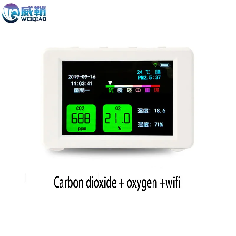 Rilevatore di CO2 O2 sensore di importazione di livello professionale S8 rilevazione di ossigeno di anidride carbonica wifi formaldeide remota