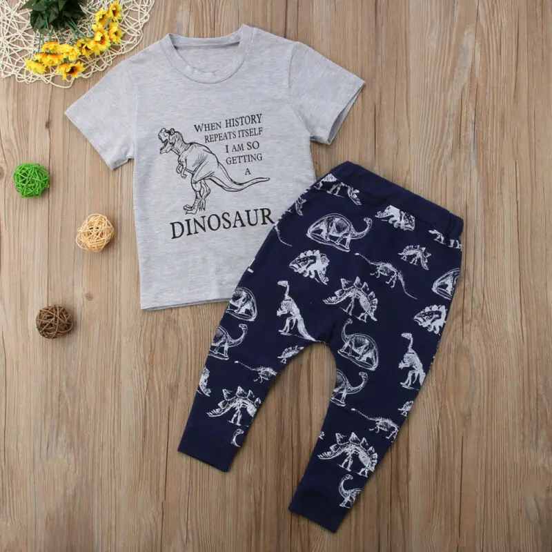 Kaus celana legging anak-anak, pakaian legging atasan dinosaurus, CELANA anak laki-laki, Kaus, pakaian balita 1Y-6Y