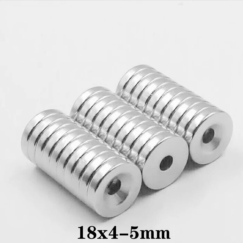 5~60PCS 18x4-5 mm Strong Neodymium Magnets Disc 18*4 mm Hole 5mm Permanent Magnet18X4-5mm Round Countersunk Magnet 18*4-5 18x4