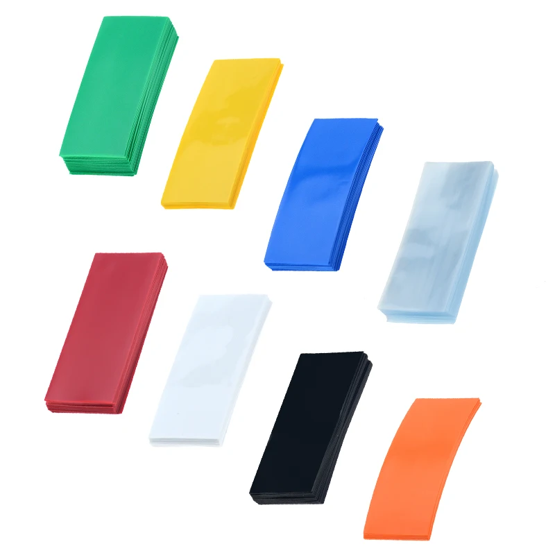 50/100PCS Li-ion PVC Heat Shrink Tubing 18650 Battery Wrap Precut Size 72*18.5mm Battery Film Tape Battery Cover 8 Color Choice