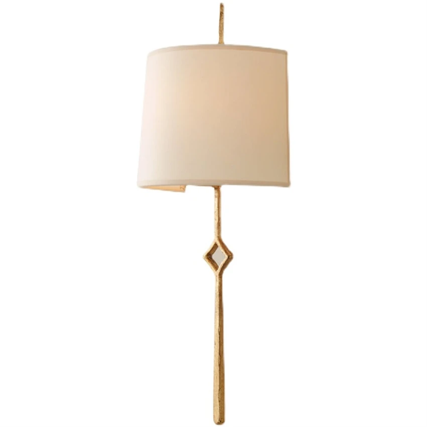 Imagem -05 - Retro Longo Metal Wall Sconces American Cloth Lampshade Designer Wall Lamps Quarto de Hotel Sala de Estar Corcorredor Estudo Sconces Lights Iluminação Designer