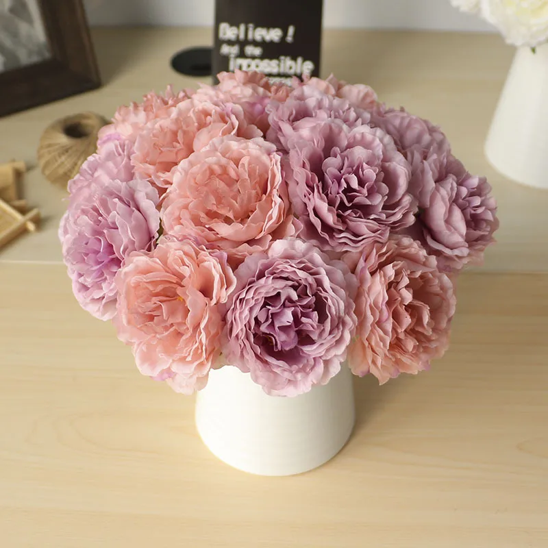 Lovegrace  1 bouquet 5 weddings artificial peony hydrangea family wedding party birthday holiday floral decoration