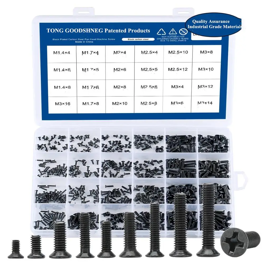 Carbon Steel Notebook Laptop Screws Kit Countersunk Flat Head Phillips Mini Screw Set M1.4 M1.7 M2 M2.5 M3  For HP Lenovo