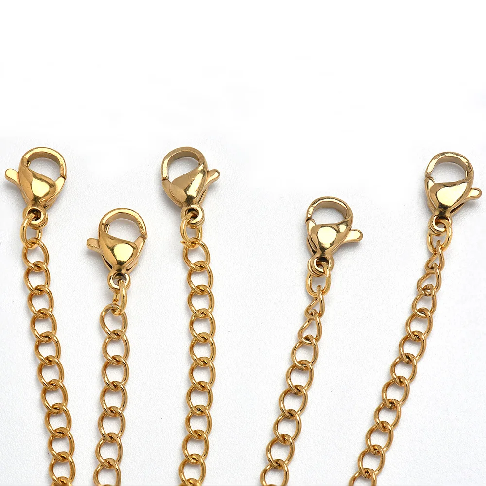 5Pcs Stainless Steel Necklace Extenders Bracelet Anklet Extension Chains with Lobster Clasps and Closures for Jewelry Making