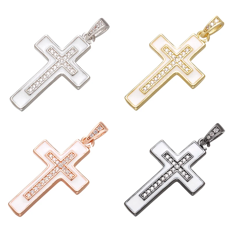 ZHUKOU 17x34mm high quality cross crystal necklace pendant for DIY handmade necklace jewelry accessories making model: VD674