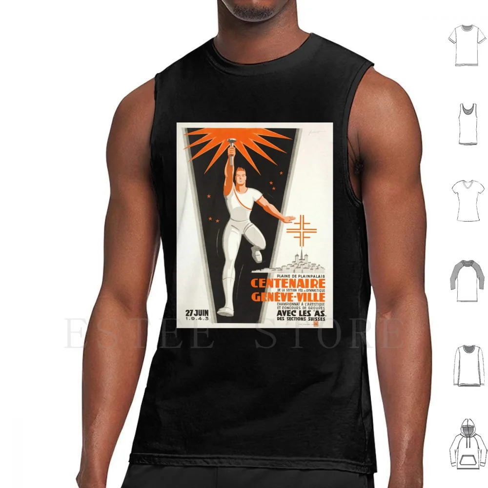 Noel Fortanet-Gymnastique , 1943 , Art Deco Poster Tank Tops Vest Sleeveless 1920 1930 1920s 1930s Art Art Art Art