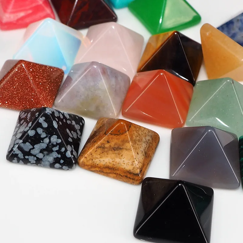 7pcs Natural 7 Chakra Stone Orgone Pyramid Healing Crystal Gemstones Spiritual Energy Generator Garden Living Home Decor Gifts