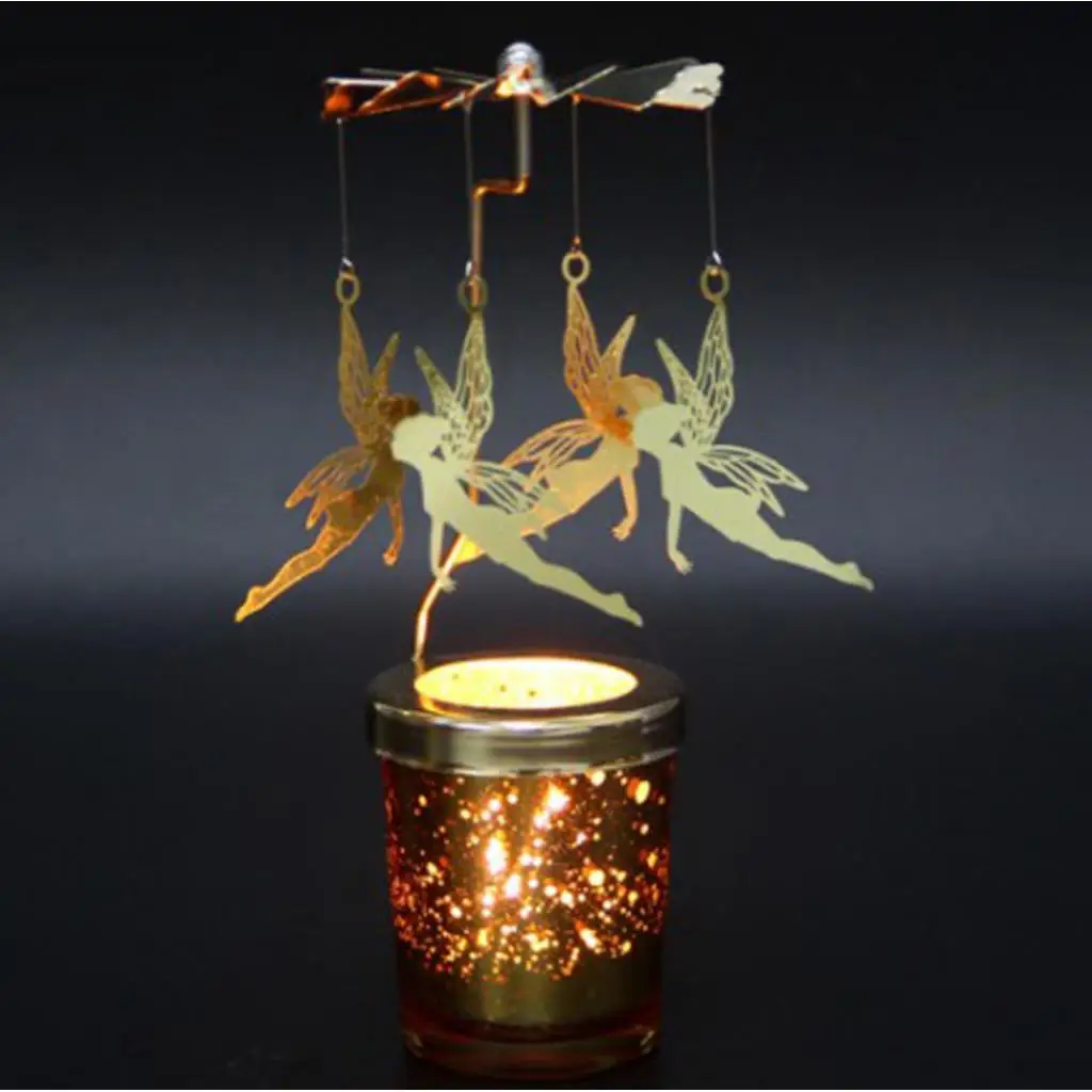 Auto Spining Tea Light Candle Holder Windmill Candlestick for Wedding Christmas Party Festival Decoration Home Bar Ornament