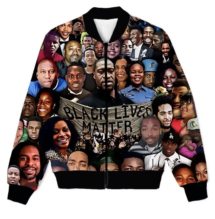 

REAL American SIZE Black Lives Matter Collage Custom Made Sublimation print Zipper Up Jacket