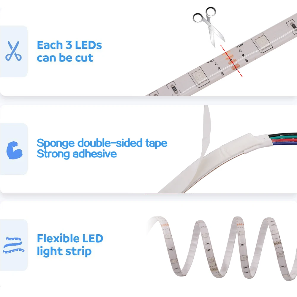 5M RGB LED Strip Light With Remote Control SMD 5050 RGBW RGBWW Flexible LED Tape Light IP65 Waterproof Fita LED Light + Adapter