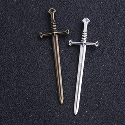 2pcs 25*88mm  Antique  /Bronze Zinc Alloy Knight Sword Charms for Jewelry Making DIY Handmade Weapons Pendant Charms