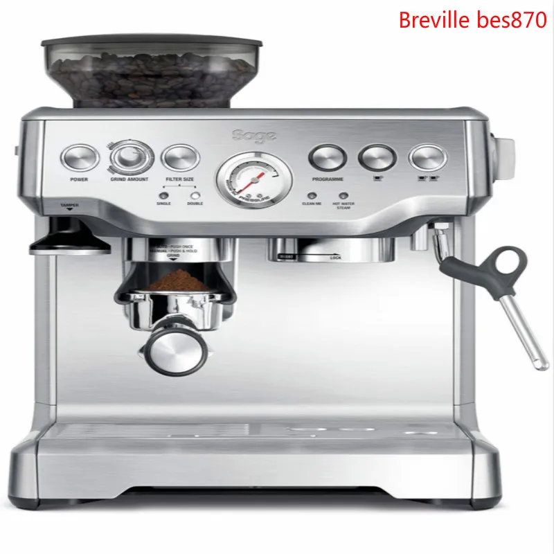 newBreville bes870 Espresso Coffee Maker Grind Beans Semiautomatic 15Bar Grinder Steam Coffe Machine automatic coffee machine