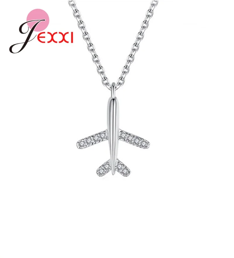 

Real 925 Sterling Silver Needle Necklace Aircraft Airplane Plane Adjustable Bracelet Necklace Earring Ring Charm for Girl Woman