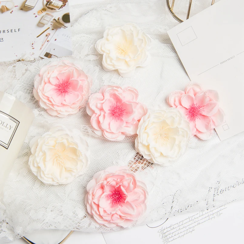10 Stück Seidenrosenköpfe mit Staubgefäßen für Scrapbooking, Weihnachtsgirlanden, Hochzeits- und Brautzubehör, Ausverkauf, Heimdekoration, Künstliche Blumen – Detail 5