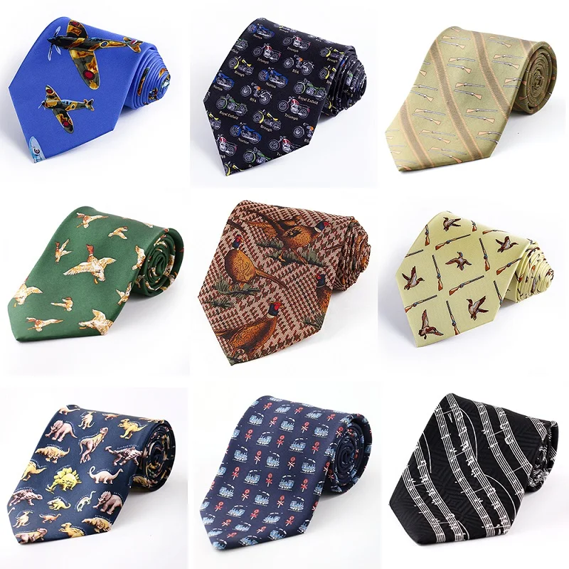 Tailor Smith Silk Bird Necktie Mens Fancy Animal Tie Printed Suit Dress Casual Party Necktie Cravat Hunting Shooting Accessory