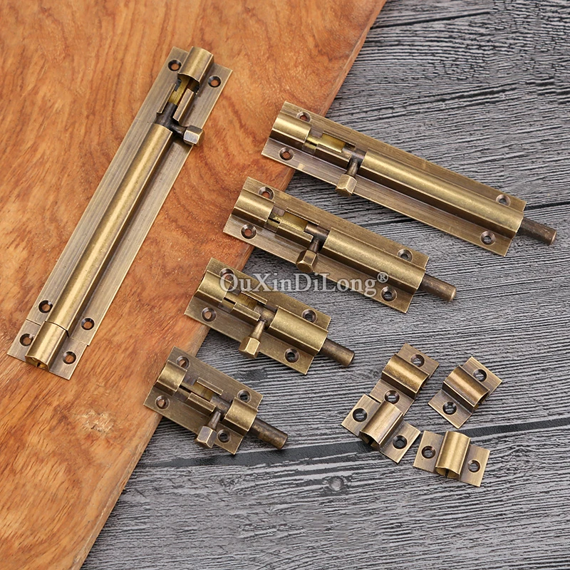 5PCS Antique Brass Doors Slide Latch Lock Bolt Latch Barrel Home Gate Safety Hardware 9 Size 1.5/2/3/4/5/6/8/10/12 Inch GF763