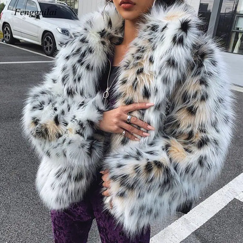 Winter New Faux Fox Fur Coat Woman Korean Casual Lazy Leopard Jackets for Woman Fashion Soft Thick Warm Coats Mujer