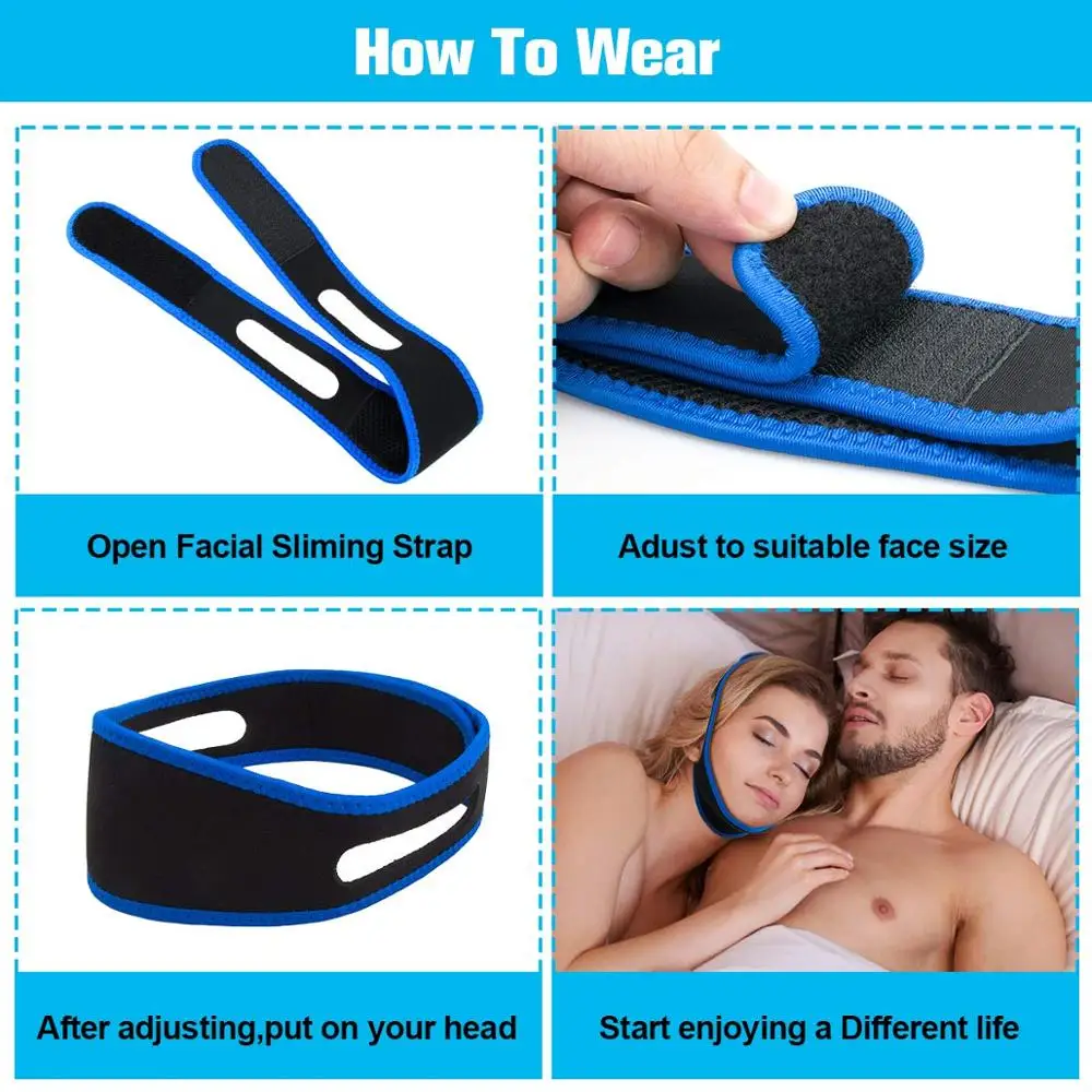 Anti Snore Stop Snoring Facial Slim Strap Double Chin Reducer Face V Line  Lifting Belt Bandage Wrinkle Mask