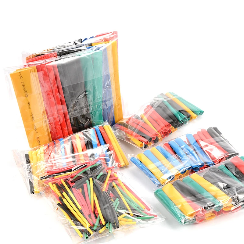 328Pcs 8 Sizes 5 Color Multi Color Polyolefin 2:1 Halogen-Free Heat Shrink Tubing Tube Assortment Sleeving Wrap Tubes