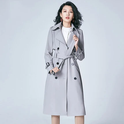 

New 2020 Brand Windbreaker Women Overcoat Long Slim Double Breasted Trench Coat Female Outwear High Quality LX1406