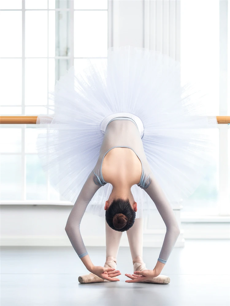 Justaucorps de danse en maille pour femmes et filles, justaucorps de ballet à manches 3/4, costume de danse pour adultes, vêtements de danse