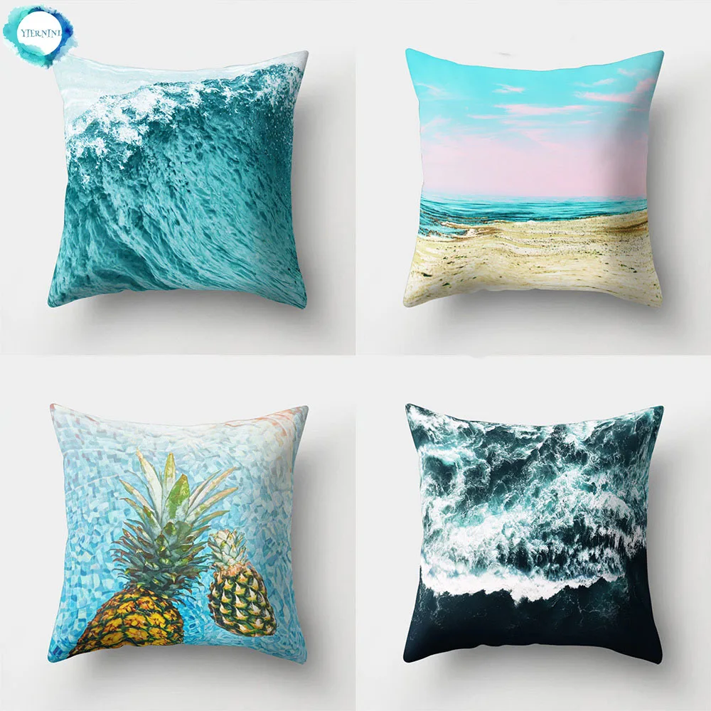 

Sea Water Ripples Cushion Cover Home Decorations Peach Skin Throw Pineapple Pillow Case Car Sofa Decor 45x45cm