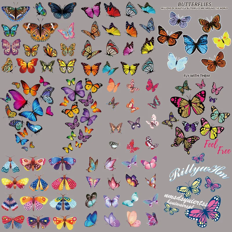 28 Styl Colorful Butterfly Animal Iron On Patches For DIY Heat Transfer Clothes T-Shirt Bag Thermal Stickers Decoration Printing