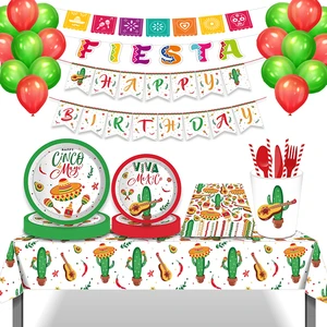 Decoração para festa com tema de cacto mexicano, decoração para festa, talheres, pratos, copos, guardanapo 10 principais vendas caneca mexico - №7