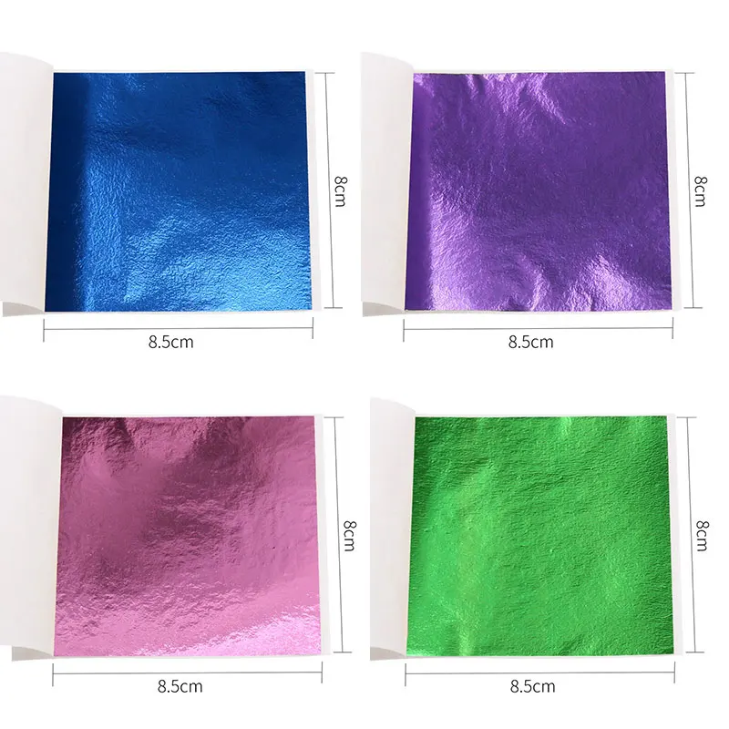 Juego de hojas doradas de imitación para decoración de uñas, 100 unidades/10 colores, papel de envolver para manualidades