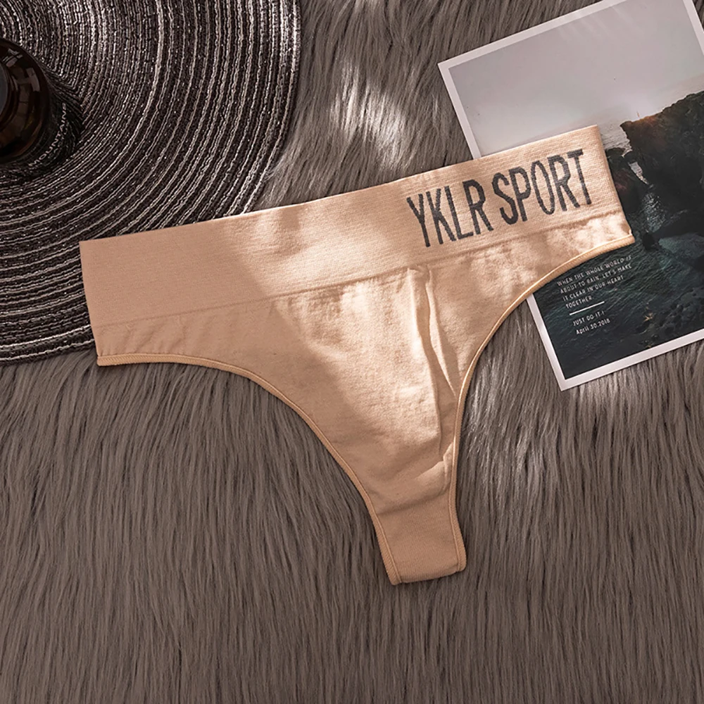Seamless Comfort Underwear Wide-waist Underpants Pure Color Sexy Briefs G-String Women Thong Letter Panties