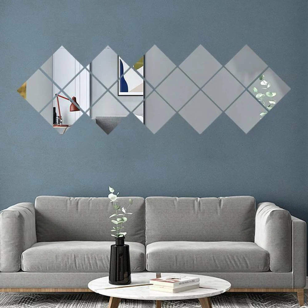 8pcs 4pcs 15cm x 15cm Acrylic Mirror Tiles Wall Sticker Square Self Adhesive Stick On DIY Home can be used as mirror