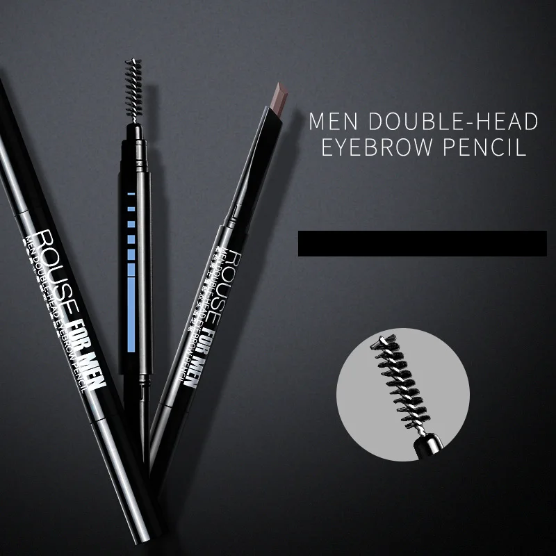 Eyebrow Pencil for Men with Eyebrow Brush Double Head Natural Super Fine Waterproof Lasting Eyes Rotatable Eyebrow Pen