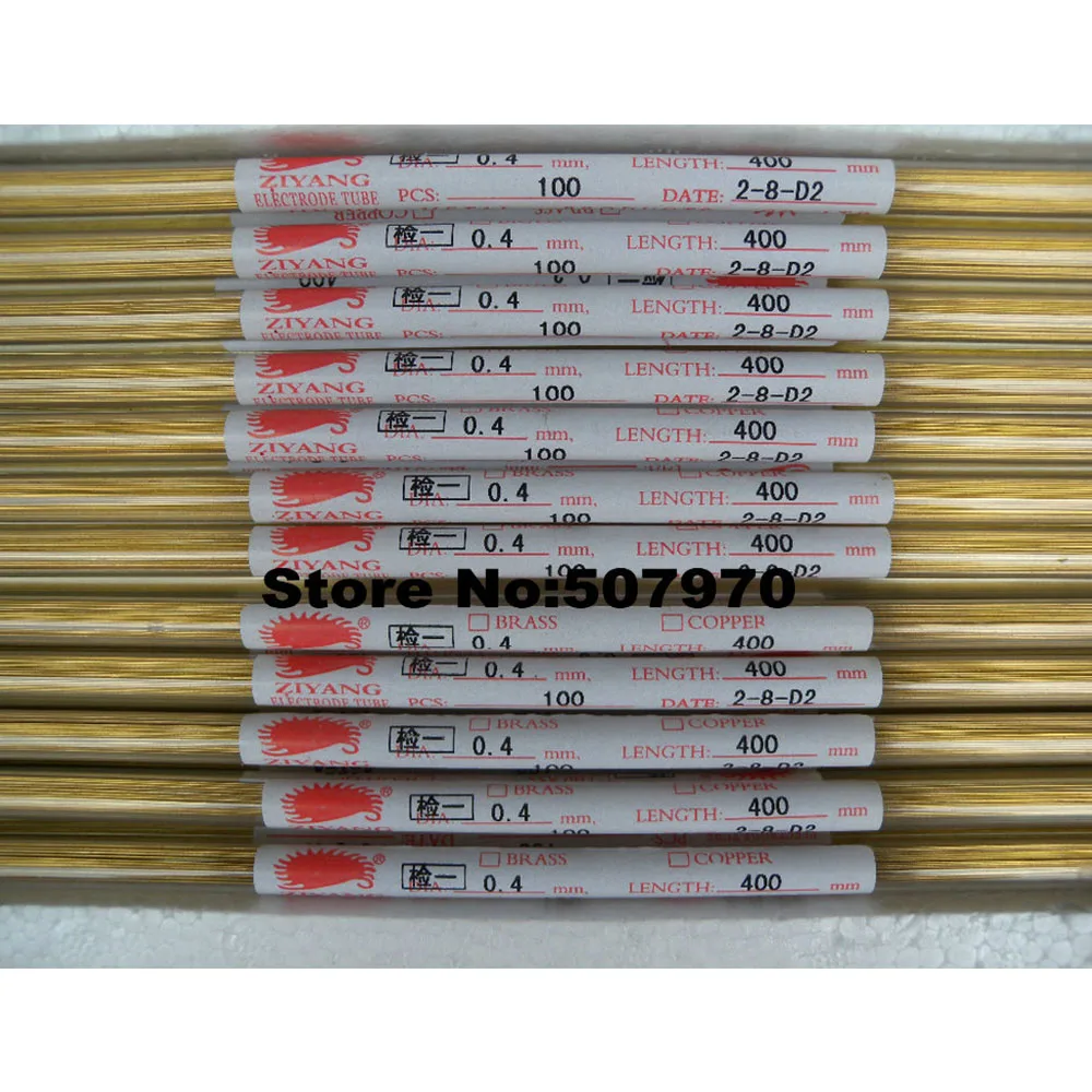 Ziyang Brass Electrode Tube OD0.4*400mm Single Hole ID0.15mm for EDM Drilling Hole Machine