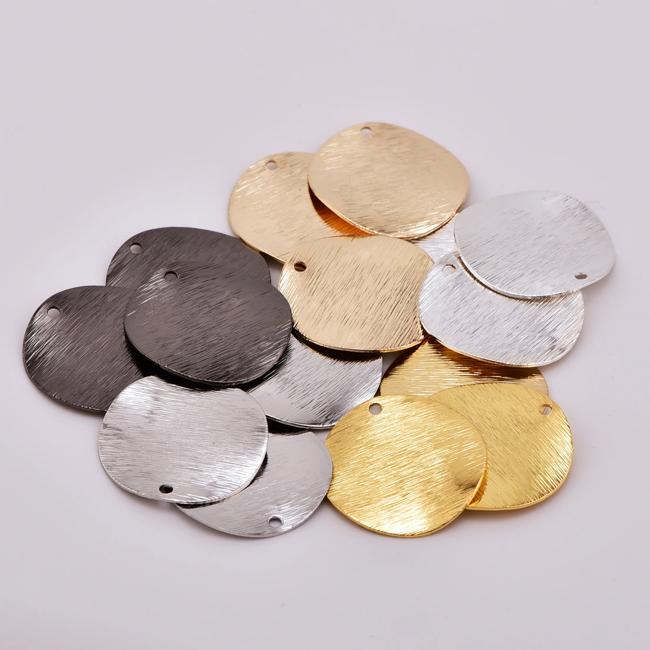 single hole brushed wave disc pendant jewelry accessories diy handmade earring material pendant