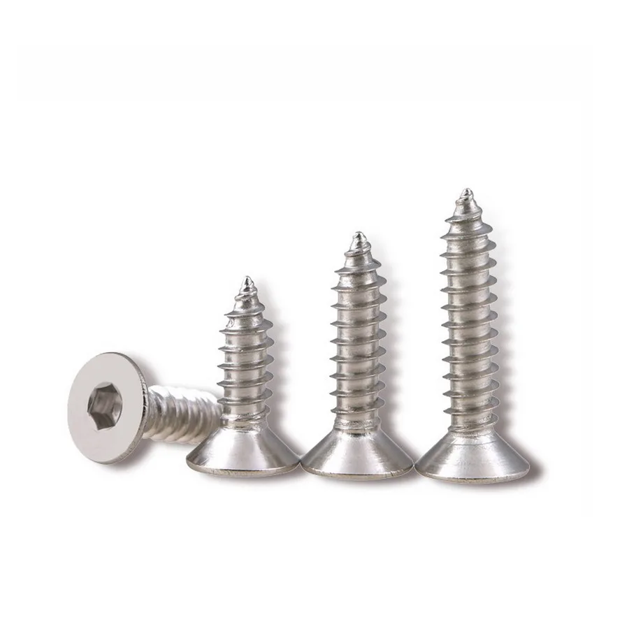 304 Stainless Steel Flat Head Hexagon Selftappingscrew / Hex Socket Countersunk Head Self Tapping Screw M2 M2.5 M3 M4 M5 M6